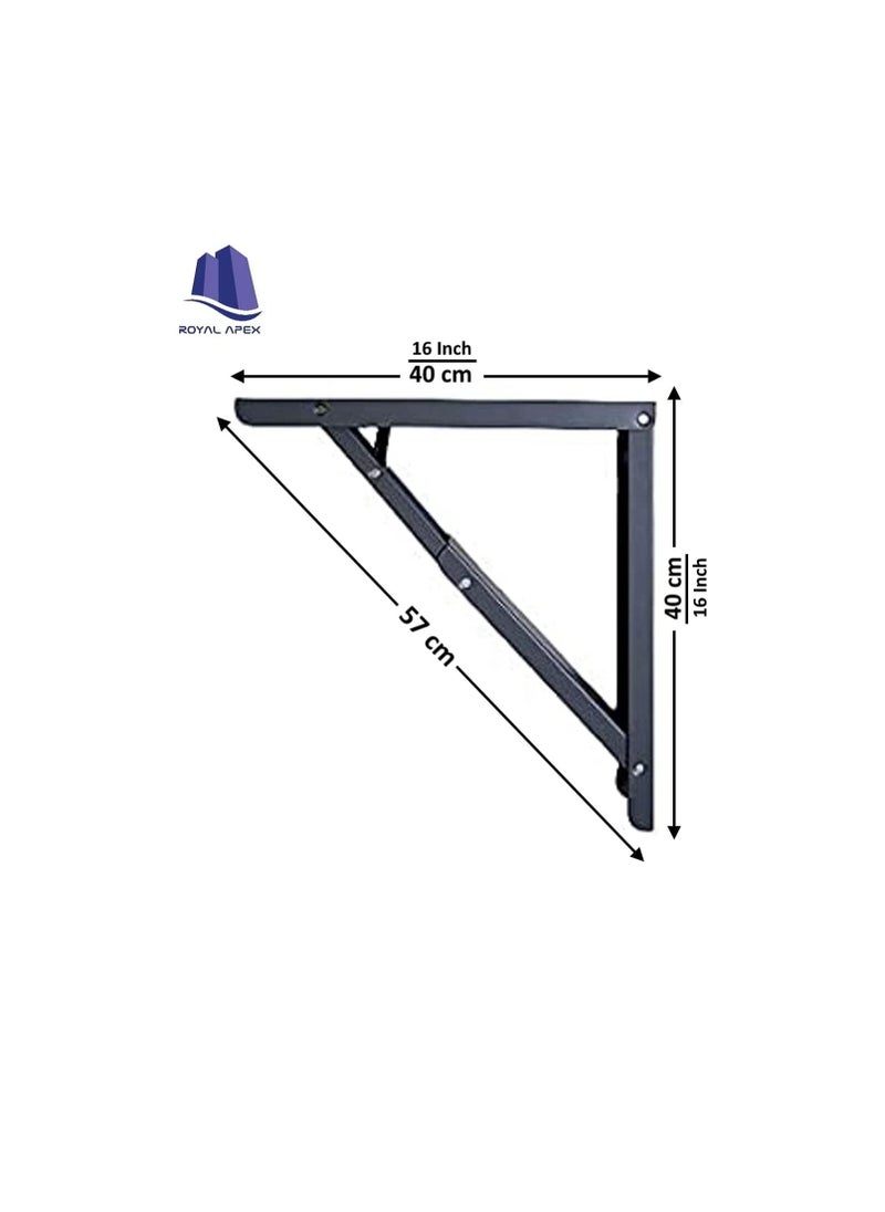 Generic - Folding Shelf Brackets, 2 Pcs 16 Inch Heavy Duty Metal Collapsible Shelf Bracket for Bench Table, Wall Mounted DIY Triangle Brackets with Screws, Space Saving Max Load 198 lbs (16 Inch) - Image 1