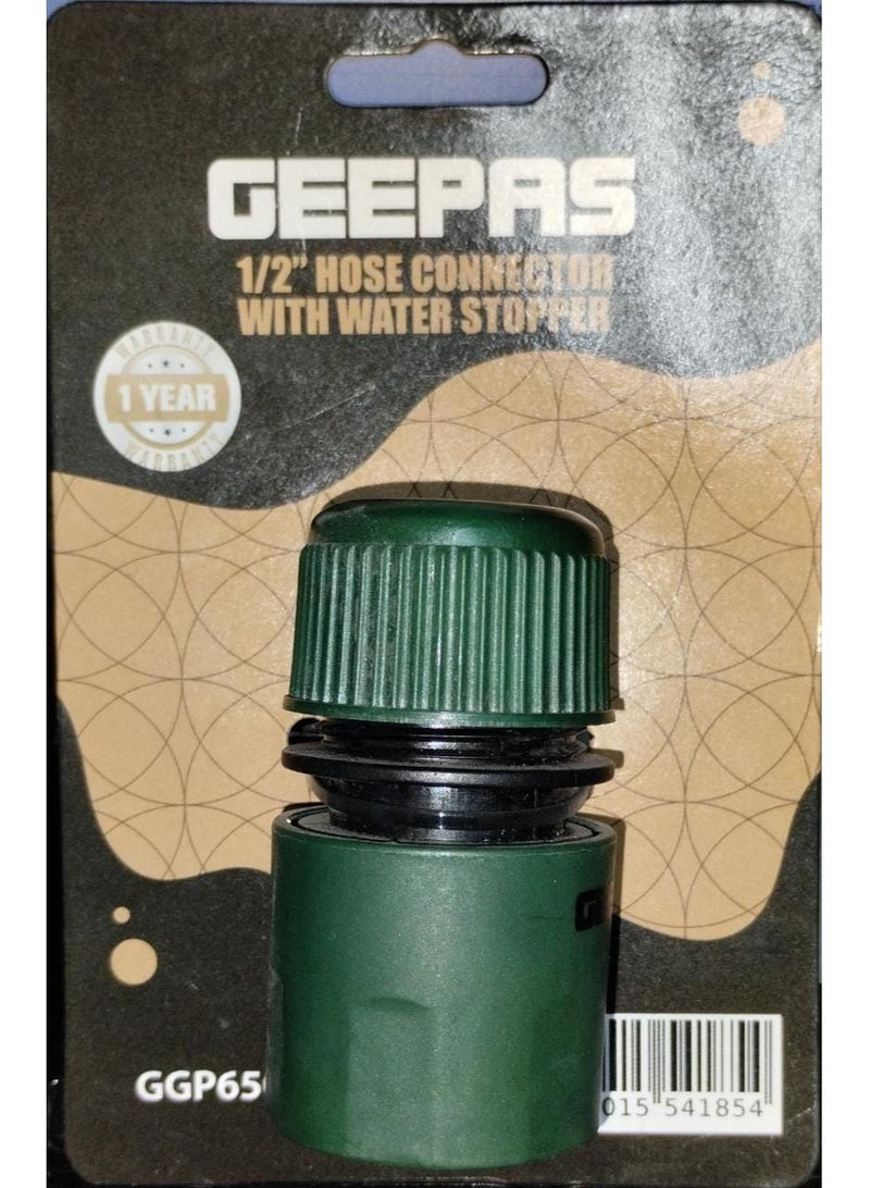 GEEPAS 1/2" Hose Connector with Water Stopper, GGP65080 | Hose Quick Connector | Garden Hose Fitting Quick Connector | Quick Release Hose Connector