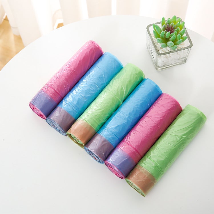 مصنعون المصدر أكياس بلاستيكية سميكة تغلق تلقائيًا تصنيف قمامة المطبخ أكياس بلاستيكية بحبل سحب - Image 1