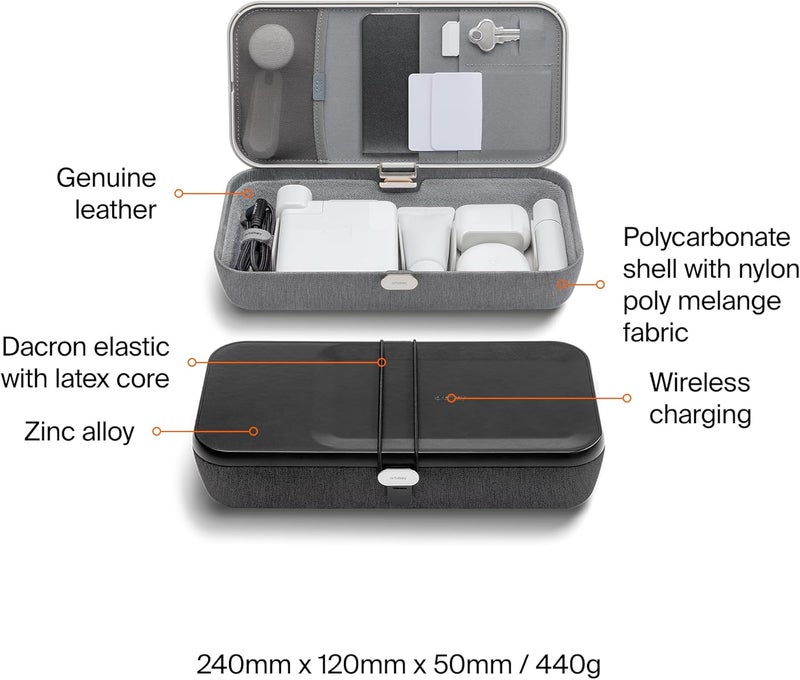 Orbitkey Orbitkey Nest V2  Portable and Customizable Desk Organizer Case with Buitin Wireless Charger  Polycarbonate Shell with Nylon Poly Melange Fabric and Zinc Alloy Black - Image 5