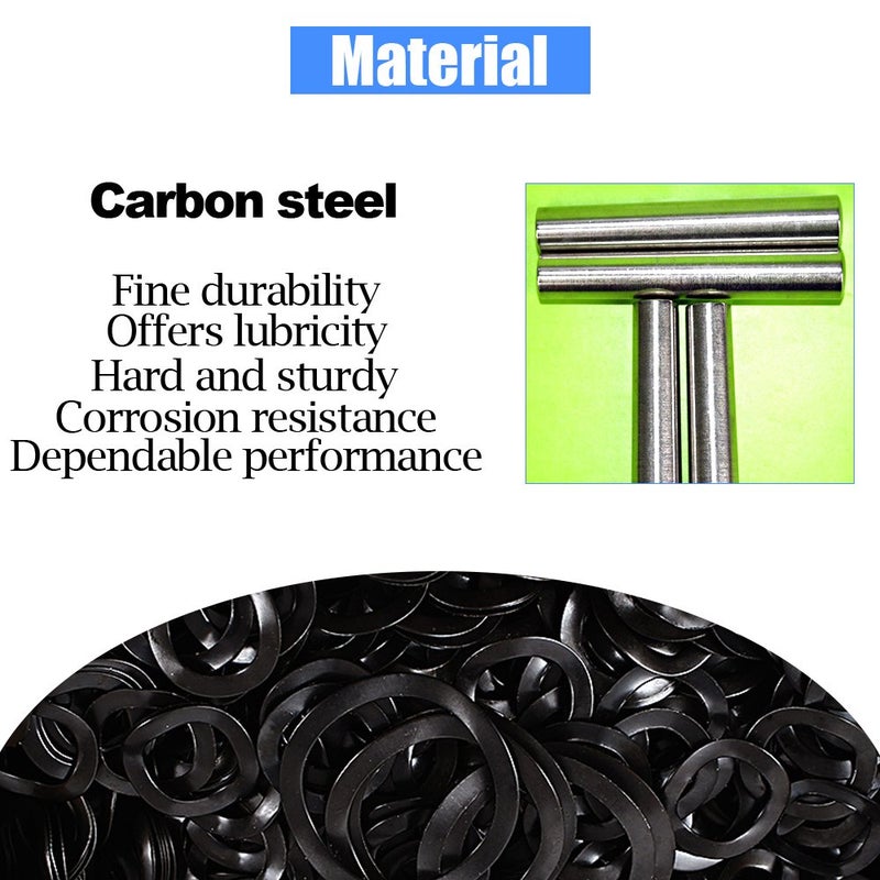 Glarks 320Pcs Carbon Steel Compression Type Wavy Wave Crinkle Spring Washers Assortment Kit - Image 5