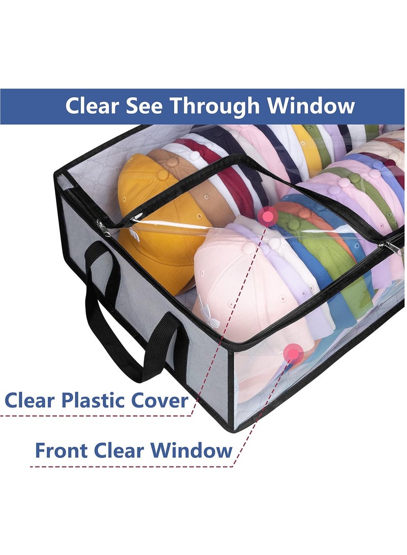 Relex Caps Clothing Organizer, Wide Hat Storage for Various Caps or Underwear with 2 Sturdy Handles Storage Box Holds Up to 40 Hats Foldable or 60 Underwear for Home Travel (Grey, 20x16x6.7inches)  - Image 3