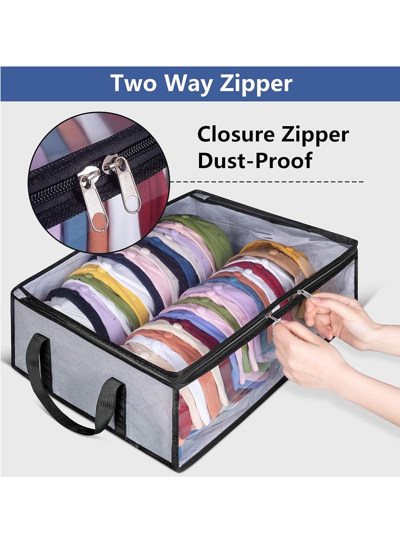 Relex Caps Clothing Organizer, Wide Hat Storage for Various Caps or Underwear with 2 Sturdy Handles Storage Box Holds Up to 40 Hats Foldable or 60 Underwear for Home Travel (Grey, 20x16x6.7inches)  - Image 5