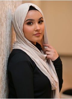 Sky cashmere Premium Jersey Stretch Shailah Hijab Scarf - Cream  - Image 1