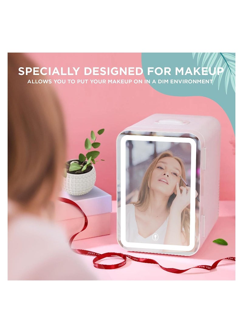 BLOOMING TIME - 8L Mini Makeup Fridge with LED Light Mirror Portable Skincare Preservation Beauty Refrigerator - Image 1
