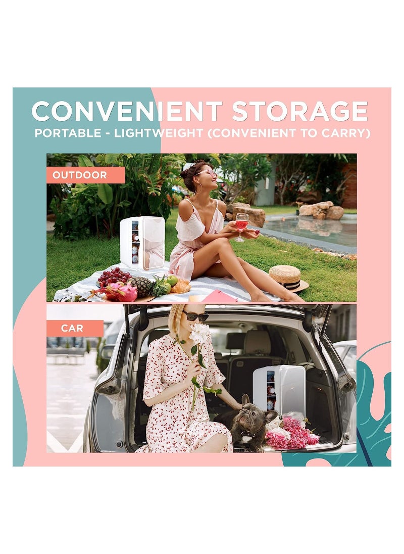 BLOOMING TIME - 8L Mini Makeup Fridge with LED Light Mirror Portable Skincare Preservation Beauty Refrigerator - Image 1