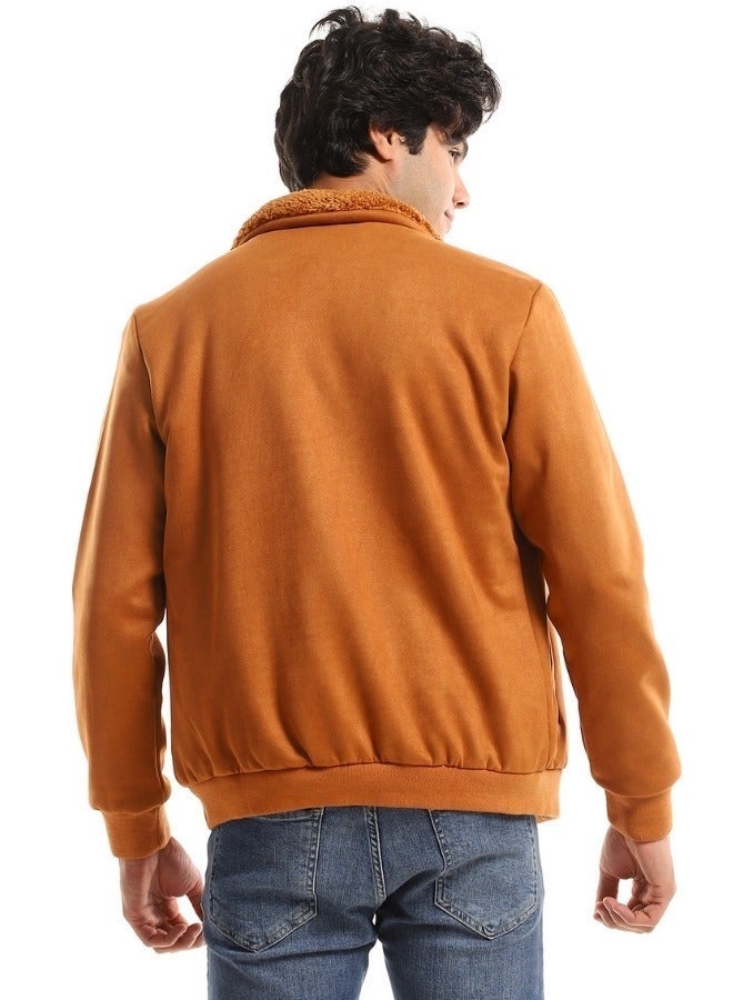 WHITE RABBIT Fur Classic Collar Zipped Jacket - Image 4