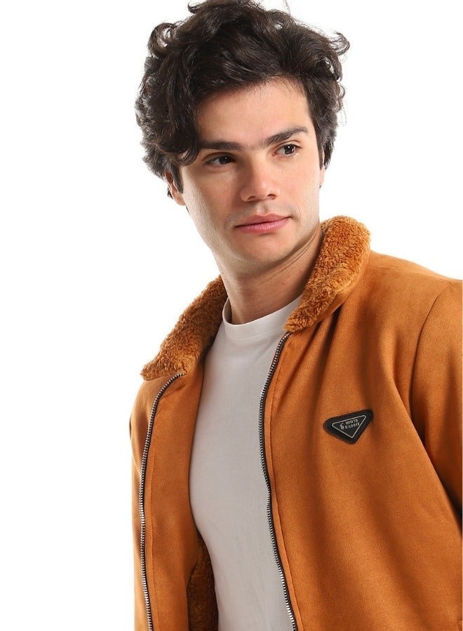 WHITE RABBIT Fur Classic Collar Zipped Jacket - Image 3