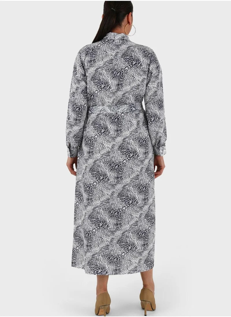 Alia by modanisa Tie Detail Printed Dress