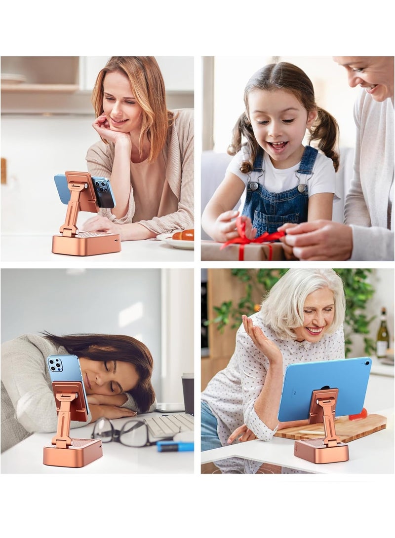 general Gifts for Women Girls, Phone Stand with Bluetooth Speaker 360° Rotable Angle Adjustable Cell Phone Holder for Desk with HD Subwoofer Sound Fits All Phones,Tablets ( - Image 2