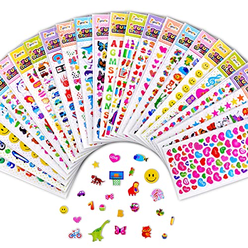 Giraffe Manufacturing 3D Puffy Stickers for Kids – 1650 PCS Assorted Cute Car Stickers & Animals - Classroom Must Haves Reward Teacher Supplies, Scrapbooking, DIY Crafts, Party Favors & Gifts - Image 1