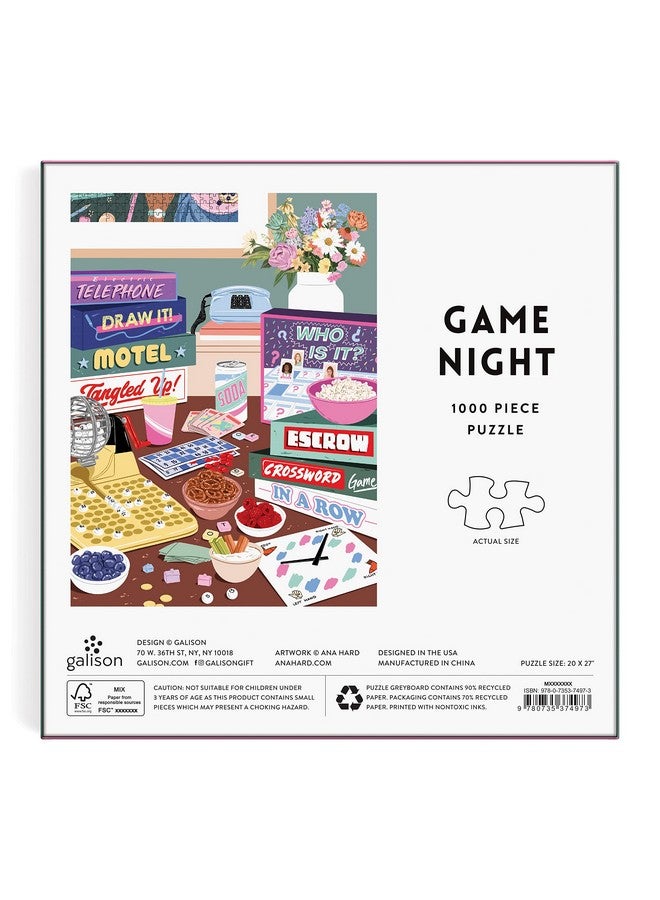 Galison Game Night 1000 Piece Puzzle In Square Box From Galison 27 X 20 Beautifully Illustrated Puzzle Thick And Sturdy Pieces Fun And Challenging Activity For Adults Unique Gift Idea! - Image 3