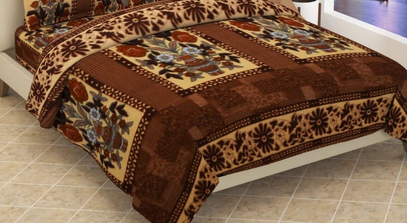 GG HOME GG Home 500 GSM Warm Polar Bedsheet for Winters for Double Bed Winter Bedsheets with 2 Pillow Covers 90X100inch Brown Microfiber  - Image 2