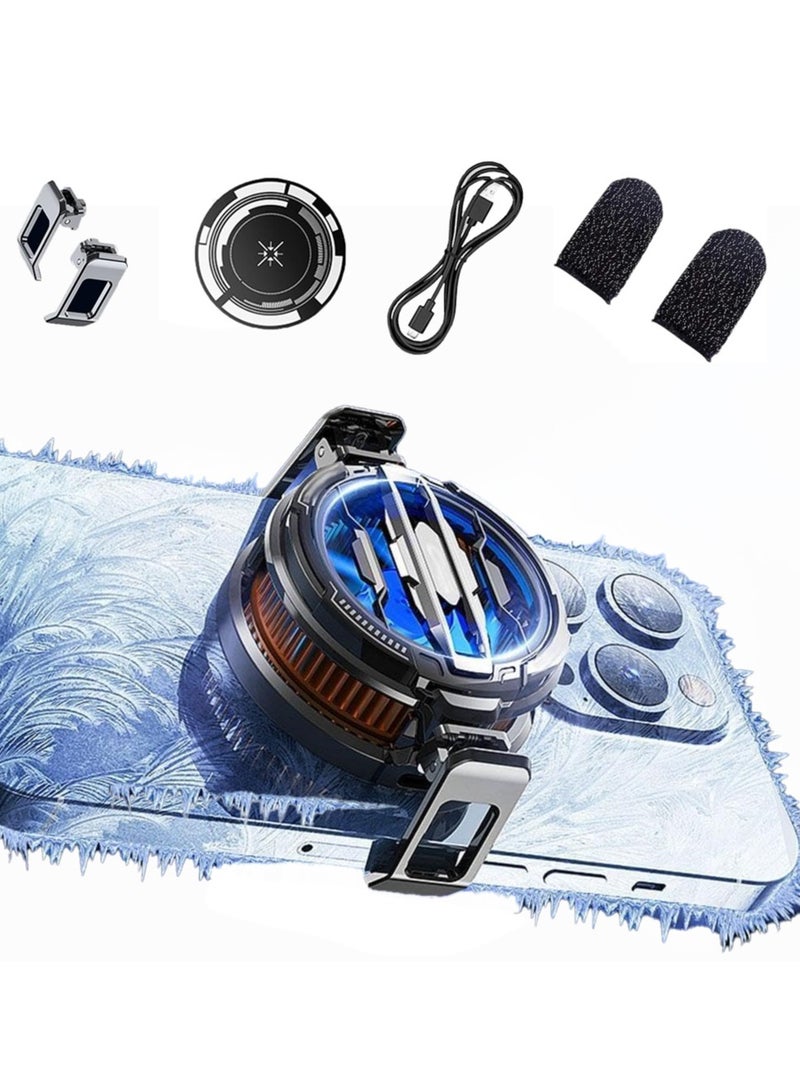 Magnetic Phone Cooler Cell Phone Cooler CX07 Phone Fan Cooler for 2.83-3.66 inches iOS/Android Semiconductor Heatsink Cooling for Gameing, Black+RGB - Image 1
