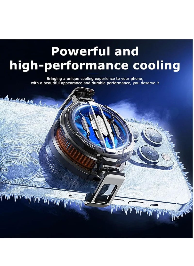Generic Magnetic Phone Cooler Cell Phone Cooler CX07 Phone Fan Cooler for 2.83-3.66 inches iOS/Android Semiconductor Heatsink Cooling for Gameing, Black+RGB  - Image 2