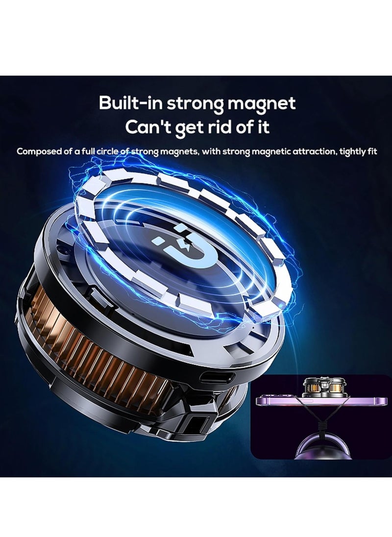 Generic Magnetic Phone Cooler Cell Phone Cooler CX07 Phone Fan Cooler for 2.83-3.66 inches iOS/Android Semiconductor Heatsink Cooling for Gameing, Black+RGB  - Image 4
