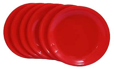 Coolkart Microwave Safe Quarter Plates 6 Pcs, Round, Cherry Red - Image 2