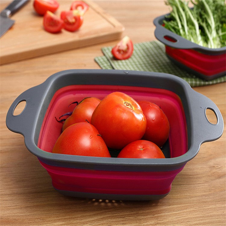 Supply Square Drain Basket Folding Drain Basket Telescopic Folding Fruit Blue 2 Piece Set 2 Fruit - Image 5