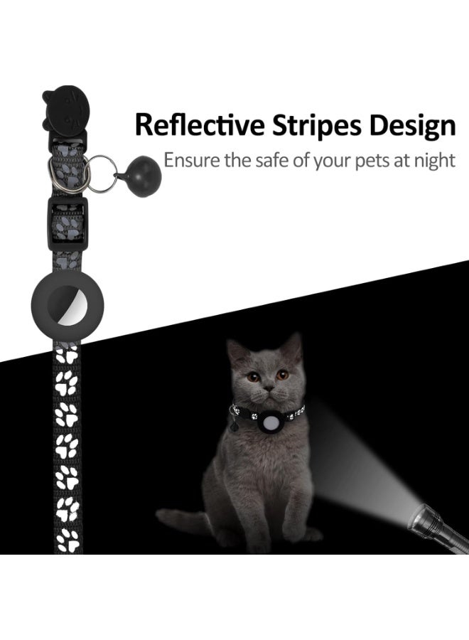 Cat collar, Apple air label cat collar, with seat belt buckle and bell, 3/8-inch wide reflective cat collar, air label holder for small pet cats, puppies, and kittens - Image 2