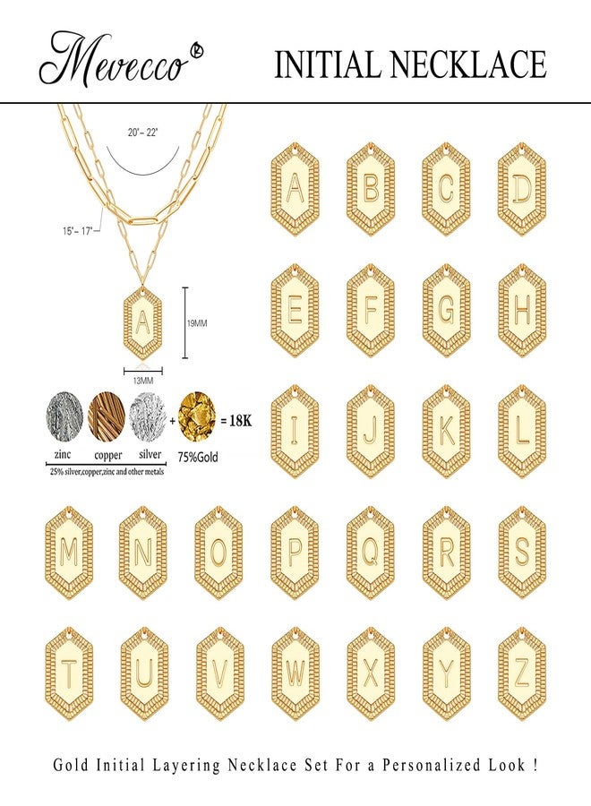 MEVECCO Dainty Gold Initial Necklace for Women 18K Gold Plated Layered Paperclip Link Chain Necklace Personalized Cute Hexagon Letters for Women Everyday Wear Jewelry - Image 5