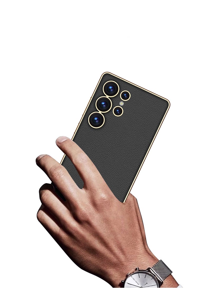 اووكاي جراب متوافق مع هاتف Samsung Galaxy S25 Ultra 5G، جراب هاتف خفيف الوزن فاخر مطلي بالكهرباء، مناسب لجراب هاتف Samsung S25 Ultra (ألياف الكربون باللون الأسود) - Image 5