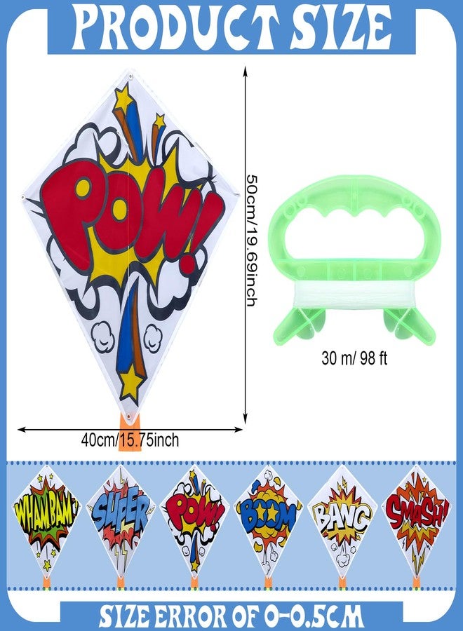 Silipull 12 Pcs DIY Hero Kites for Kids Bulk Color Your Own Diamond Shaped Kites Making Kit with 12 String and Long Tails Decorating Coloring Pack for Kids Outdoor Games Beach Park - Image 3