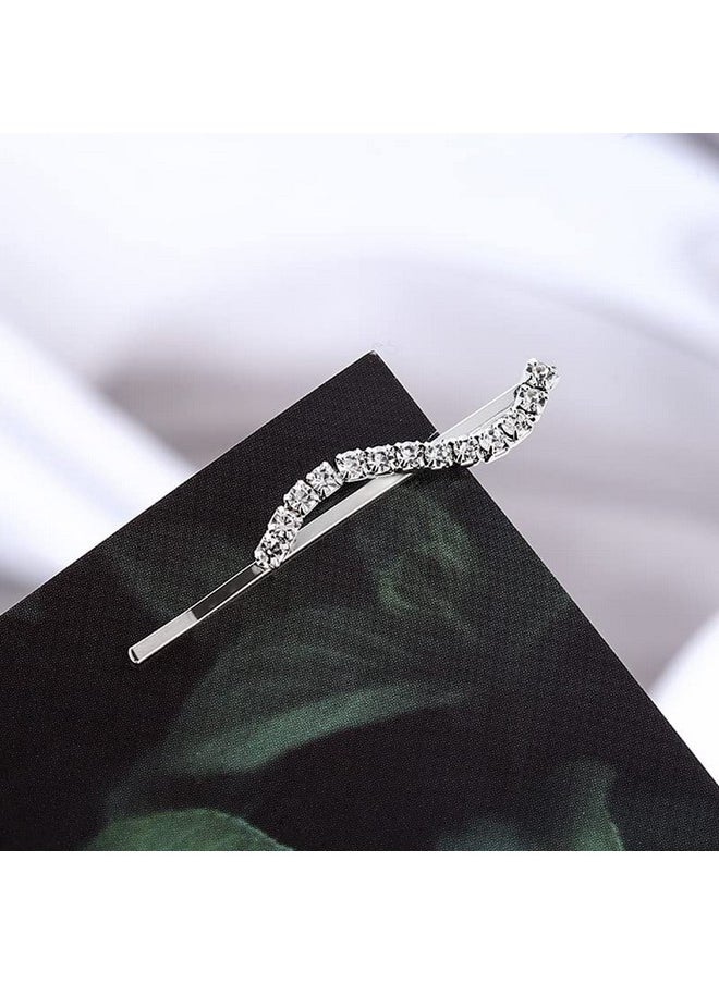 Liasun 24 Pieces Elegant Rhinestone Bobby Pin Metal Hair Clips Crystal Hair Pin Decorations Hair Accessories For Women Girls (Silver Plated) 