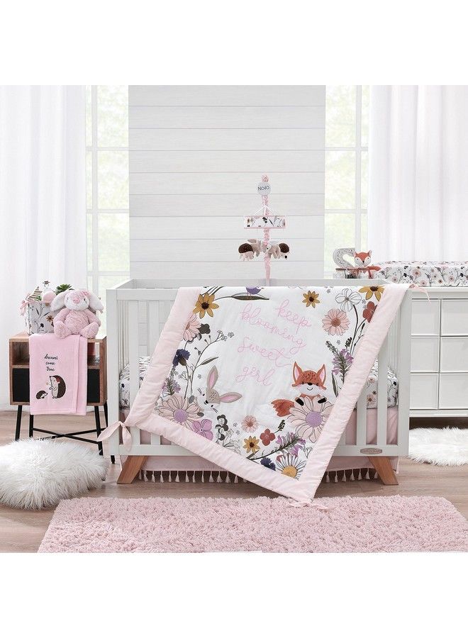 NoJo Keep Blooming Pink White Purple And Gold Floral Super Soft Changing Pad Cover - Image 4