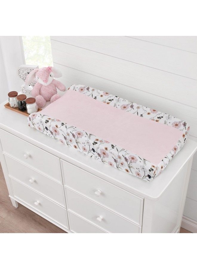 NoJo Keep Blooming Pink White Purple And Gold Floral Super Soft Changing Pad Cover - Image 3