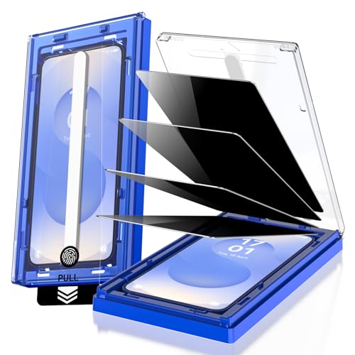 EZ-GLAZ-4 Pack for Samsung Galaxy S25/ S24 Privacy Screen Protector [6.2"], 100% Fingerprint Unlock, 9H Tempered Glass, Scratch Resistant, 100% Bubble-Free, Case Friendly with Installation Box - Image 1