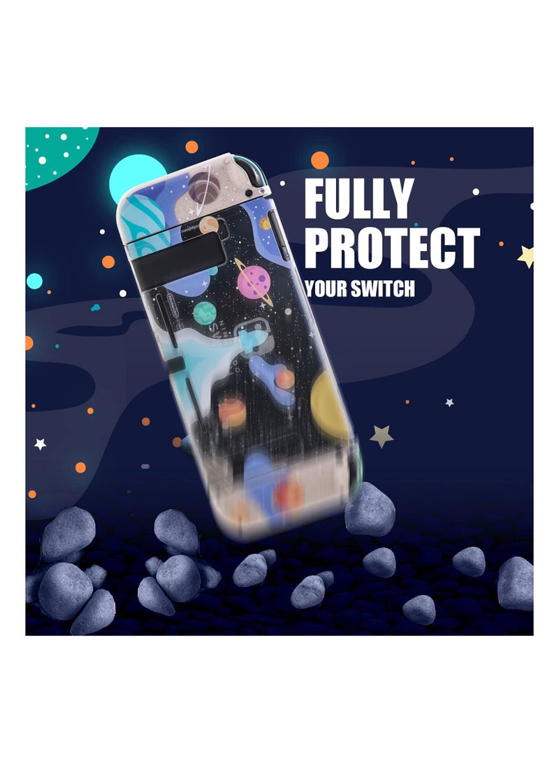 Clear Glitter Switch TPU Case, Protective Switch Case with Glitter Animal Crossing Thumb Grip Case TPU Clear Glitter Protective Case and Tempered Glass Screen Protector for Nintendo Switch - Image 3