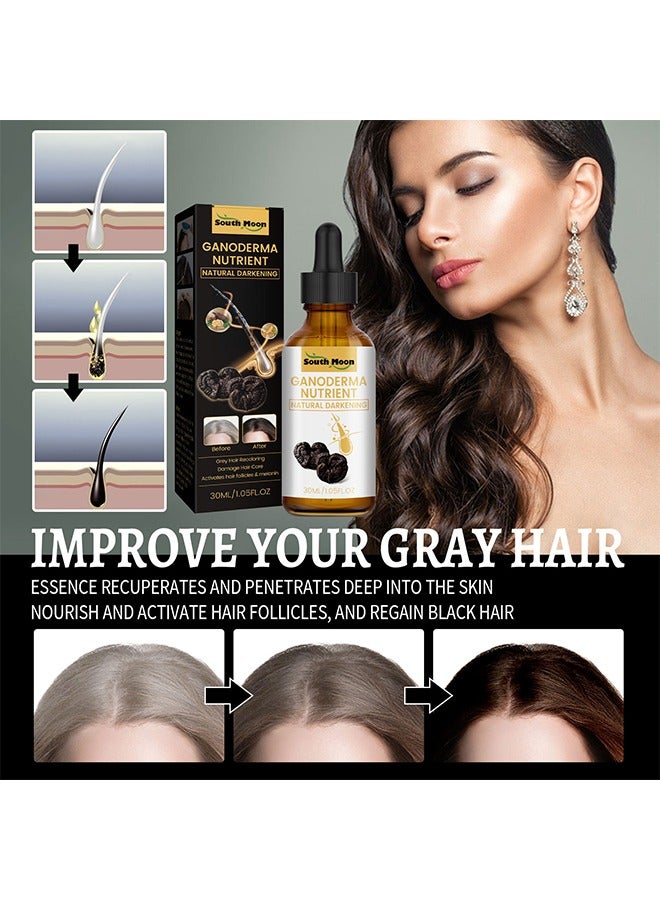 SOUTH MOON Ganoderma Nutrient Natural Darkening， Grey Hair Recoloring Damage Hair Care Activates Hair Follicles &Melanin 30ml - Image 5