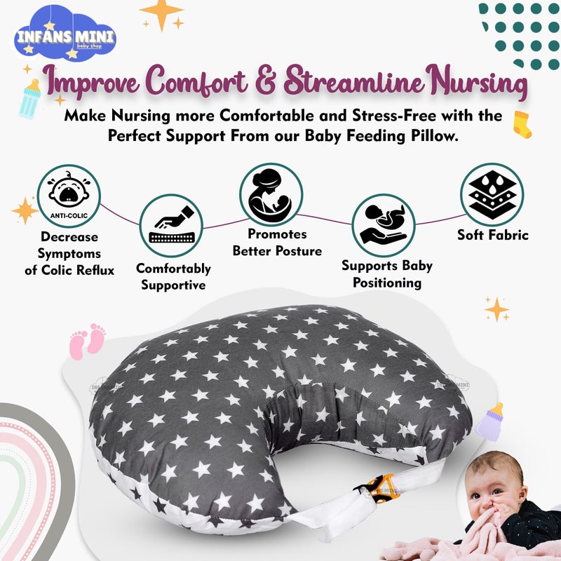 Infans Mini مجموعة سرير الأطفال الصغيرة إنفانس للمولودين - حقيبة نوم للأطفال، وسادة تغذية للأطفال مثالية للأطفال من 0 إلى 6 أشهر (رمادي نجمي) - Image 5