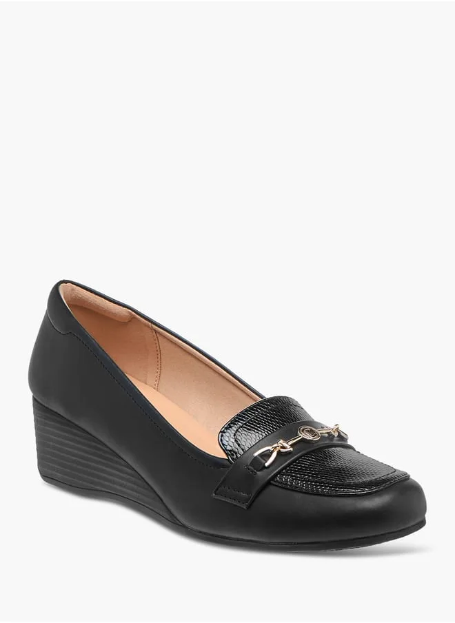 لو كونفورت Womens Textured Loafers With Wedge Heels