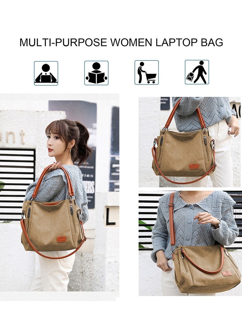 كان واي حقيبة كتف كبيرة السعة حقيبة يد قماشية غير رسمية عبر الجسم مع حزام طويل متعدد الجيوب للشابات المدرسة - Image 2