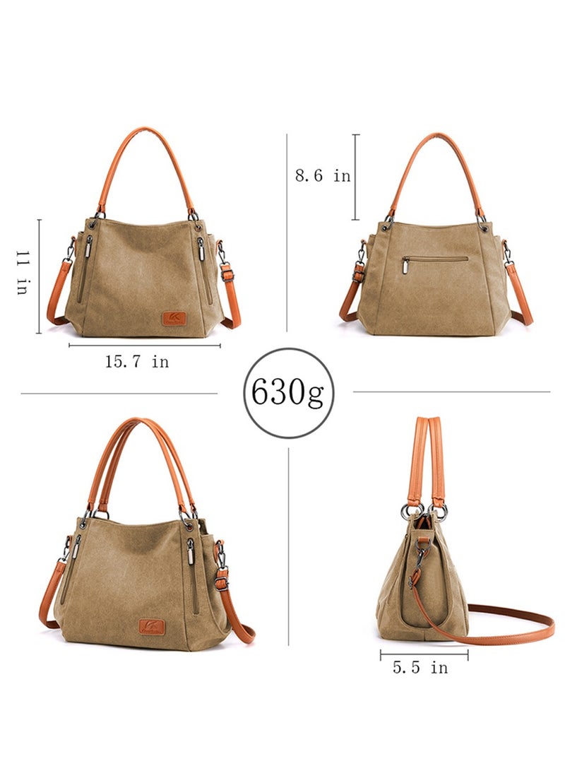 كان واي حقيبة كتف كبيرة السعة حقيبة يد قماشية غير رسمية عبر الجسم مع حزام طويل متعدد الجيوب للشابات المدرسة - Image 3