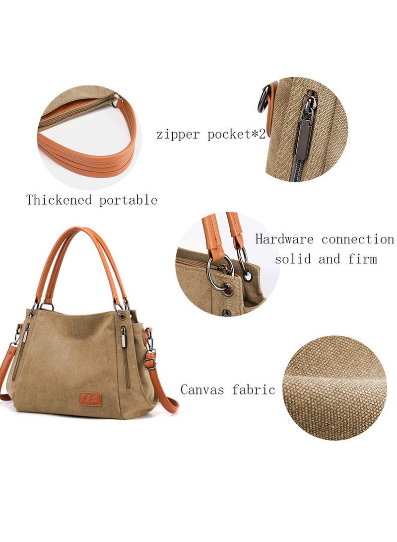 كان واي حقيبة كتف كبيرة السعة حقيبة يد قماشية غير رسمية عبر الجسم مع حزام طويل متعدد الجيوب للشابات المدرسة - Image 5