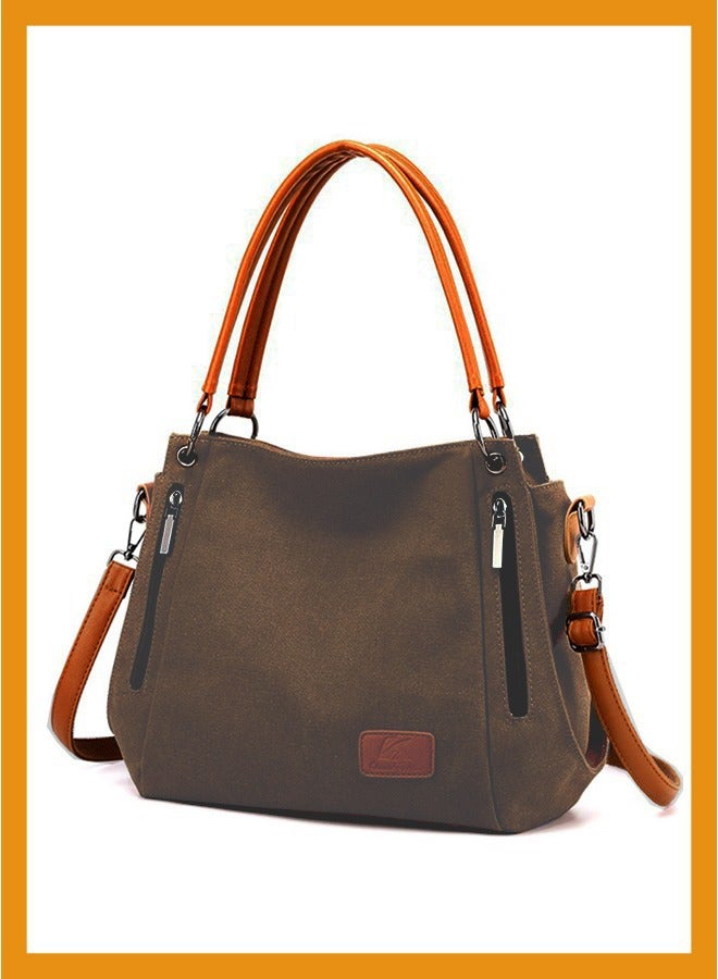 كان واي حقيبة كتف كبيرة السعة حقيبة يد قماشية غير رسمية عبر الجسم مع حزام طويل متعدد الجيوب للشابات المدرسة - Image 1