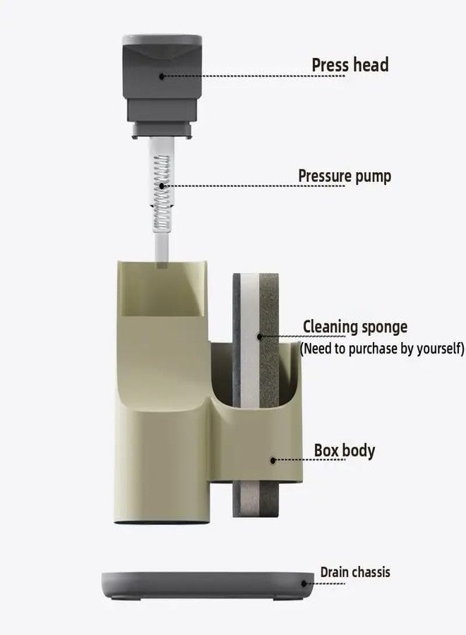 PARVY® ABS Plastic 2-in-1 Soap Pump Dispenser with Sponge Holder for Kitchen Sink, Dishwashing Liquid Container, Modern Countertop Soap Dispenser for Bathroom & Home Cleaning (1Pcs)(Multicolor) - Image 2