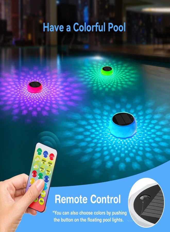 VICHTOP Solar Floating Pool Lights, RGB Color Float Pool Lights with Remote, IP68 Waterproof, Pool Decor Lighting Accessories for Inground, Above Ground Pools, Outdoor, Garden, Party Decoration - Image 2