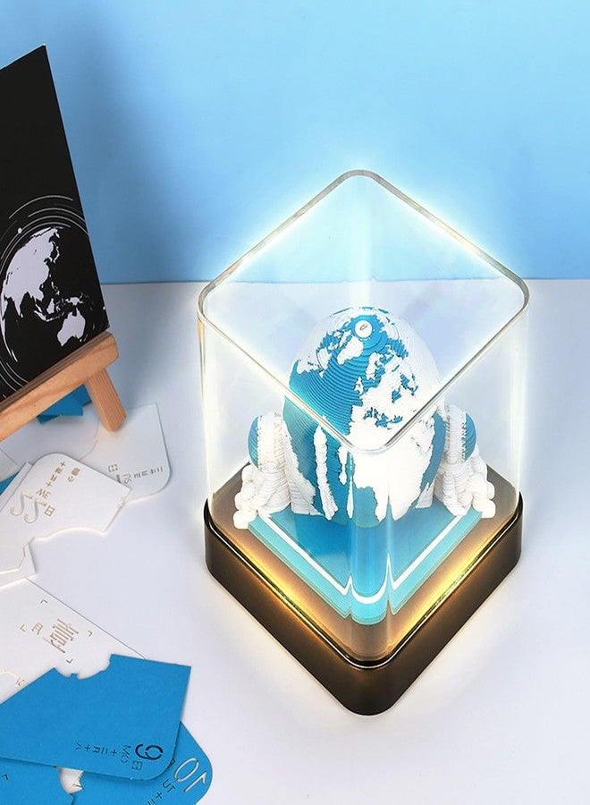 NMIGNH Time Piece 3D Calendar 2026, 3D Calendar Memo Pad, DIY Carving Art Notepad with LED Light, Creative Paper Sculpture Craft DIY Gif (Blue Earth) - Image 3