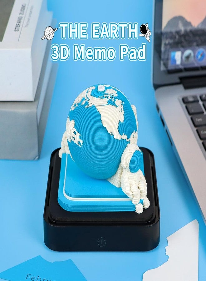 NMIGNH Time Piece 3D Calendar 2026, 3D Calendar Memo Pad, DIY Carving Art Notepad with LED Light, Creative Paper Sculpture Craft DIY Gif (Blue Earth) - Image 2