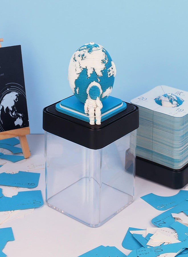 NMIGNH Time Piece 3D Calendar 2026, 3D Calendar Memo Pad, DIY Carving Art Notepad with LED Light, Creative Paper Sculpture Craft DIY Gif (Blue Earth) - Image 4