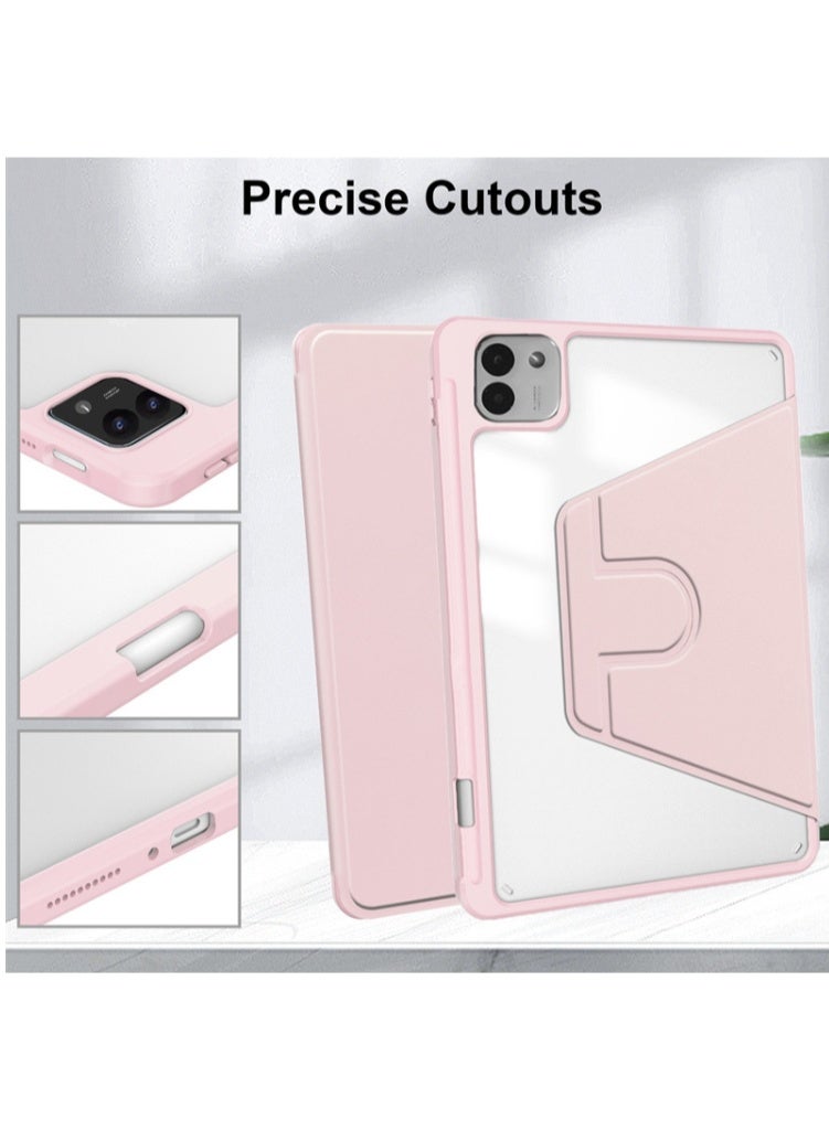 eGreen99 for Honor MagicPad 3 13.3 Inch Case Cover,Tablet Protective Case, Acrylic 360 ° Rotating Design, Automatic Wake-up/sleep, Soft Leather,Pink - Image 2