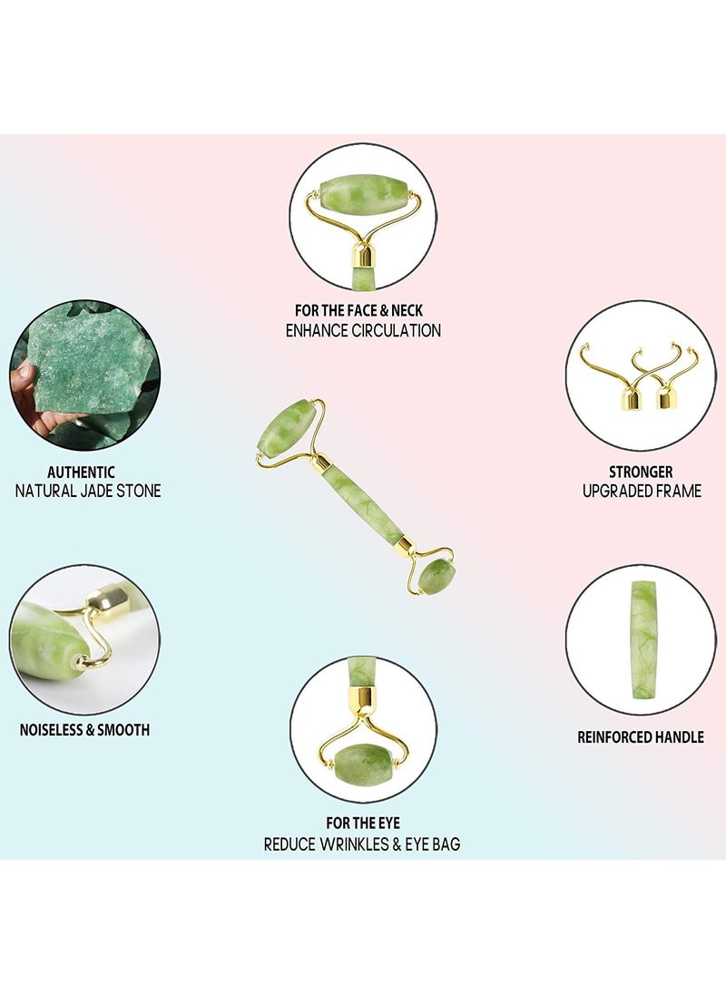Pearl Peace Pearl Peace Smooth Facial Roller Massager Natural Massage Jade Stone for Face Eye Neck Foot Massage Tool green  - Image 4