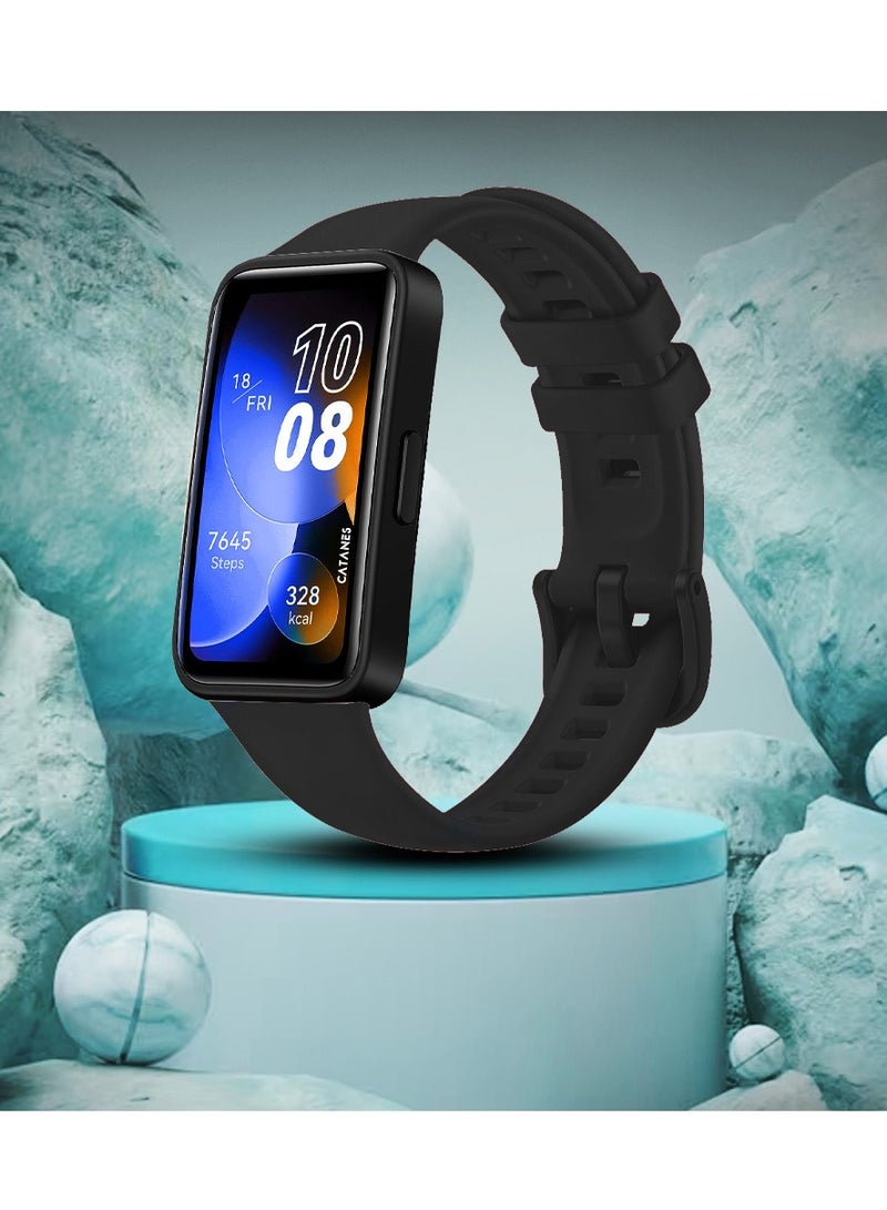 CATANES Huawei Band 8 and Band 9 Watch Band for Men Women Sport Watch Strap Lightweight Silicone Replacement Band Black - Image 3