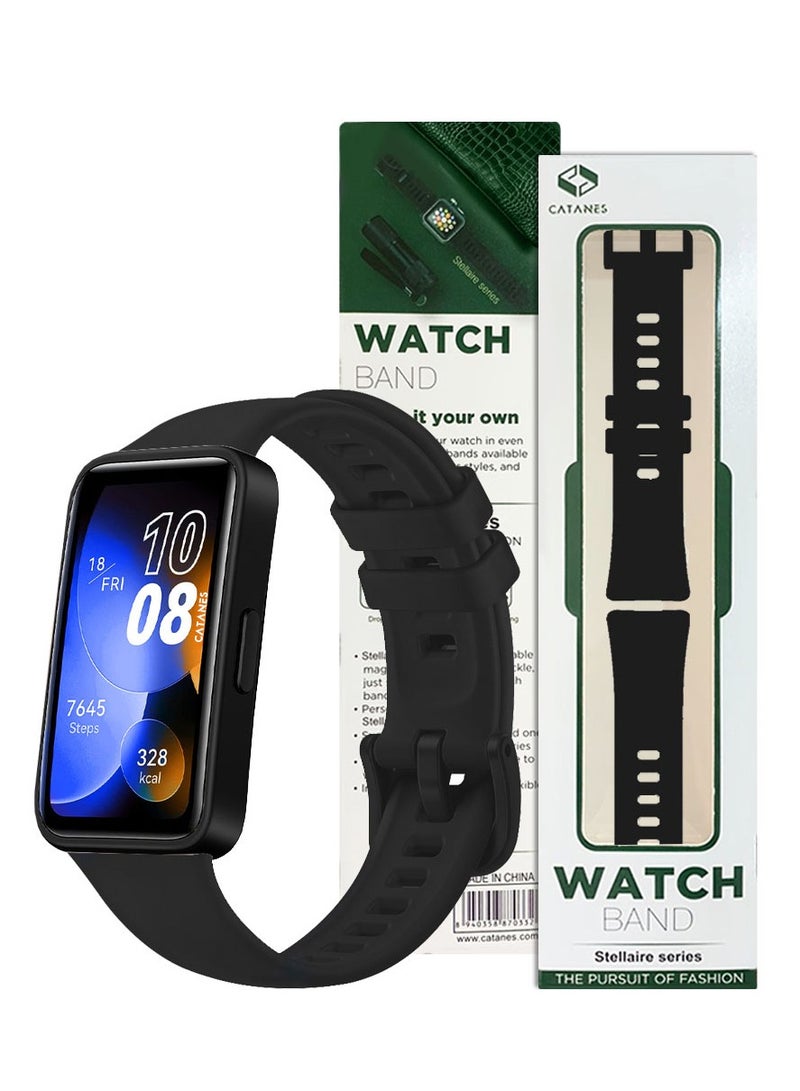 CATANES Huawei Band 8 and Band 9 Watch Band for Men Women Sport Watch Strap Lightweight Silicone Replacement Band Black - Image 4