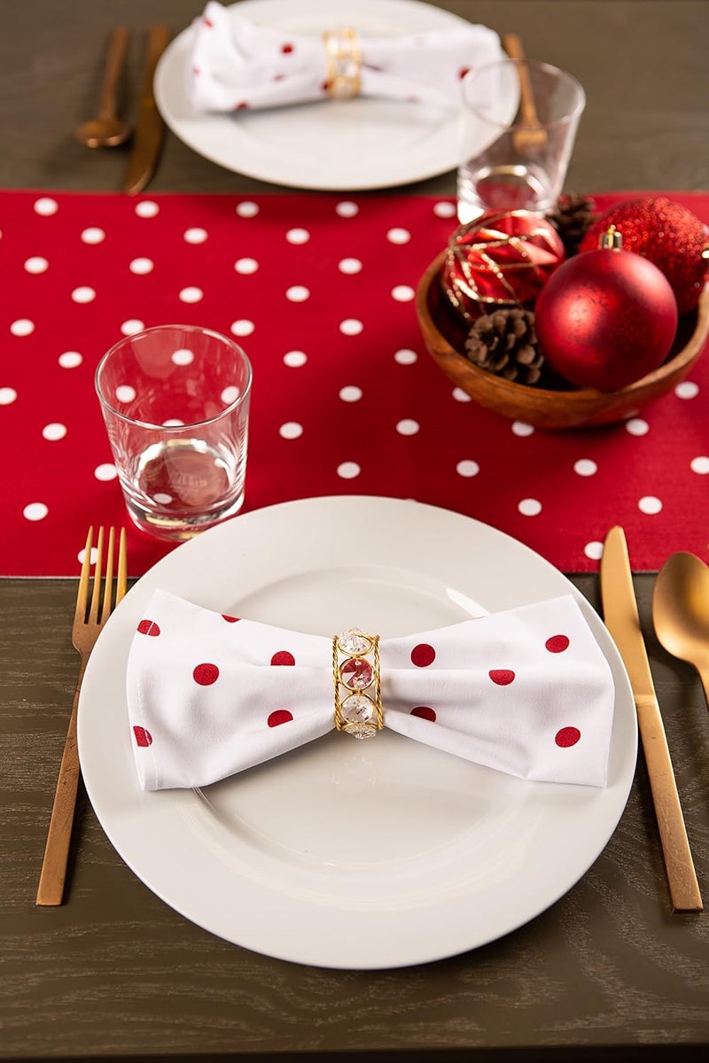 DII Polka Dot Kitchen Collection Napkins 18x18 WhiteRed 4 Piece - Image 5
