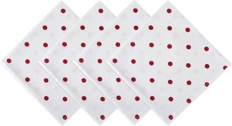 DII Polka Dot Kitchen Collection Napkins 18x18 WhiteRed 4 Piece - Image 1