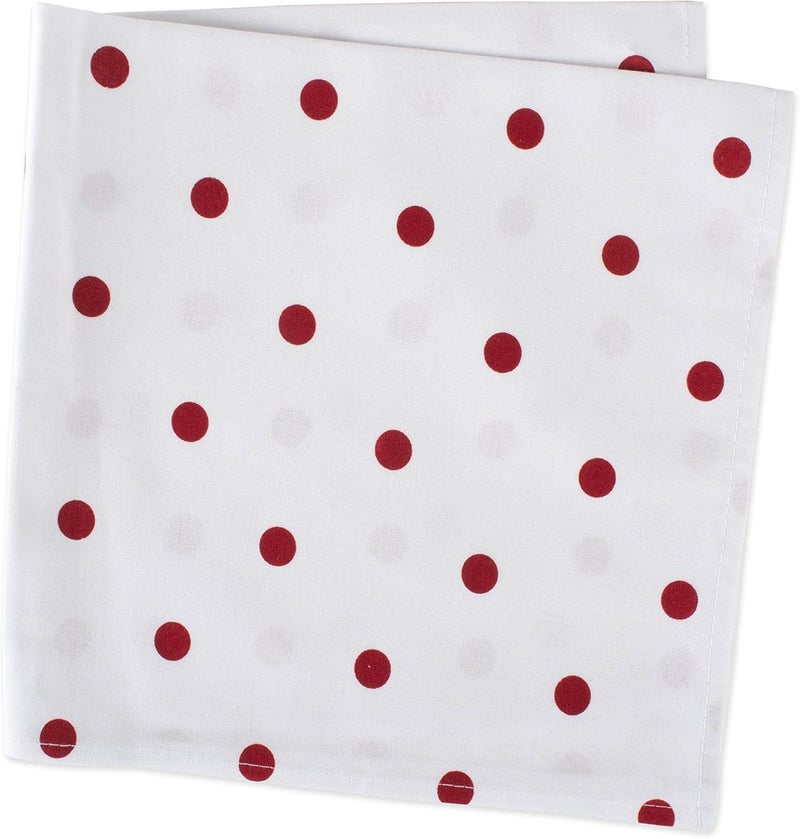 DII Polka Dot Kitchen Collection Napkins 18x18 WhiteRed 4 Piece - Image 2
